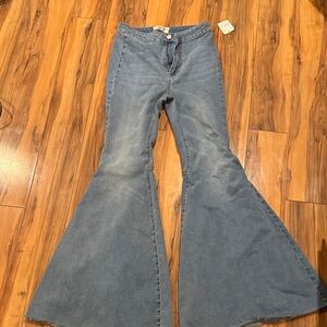 Free People Flare Wide Leg Jeans in Blue